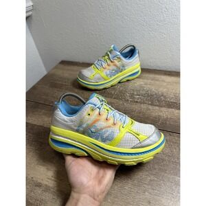 Hoka One One Bondi B Womens 6.5 Shoes White Yellow Running Sneaker 1107350 CSWH